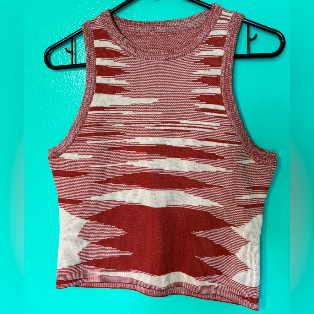 Red and Cream Knit Tank Top